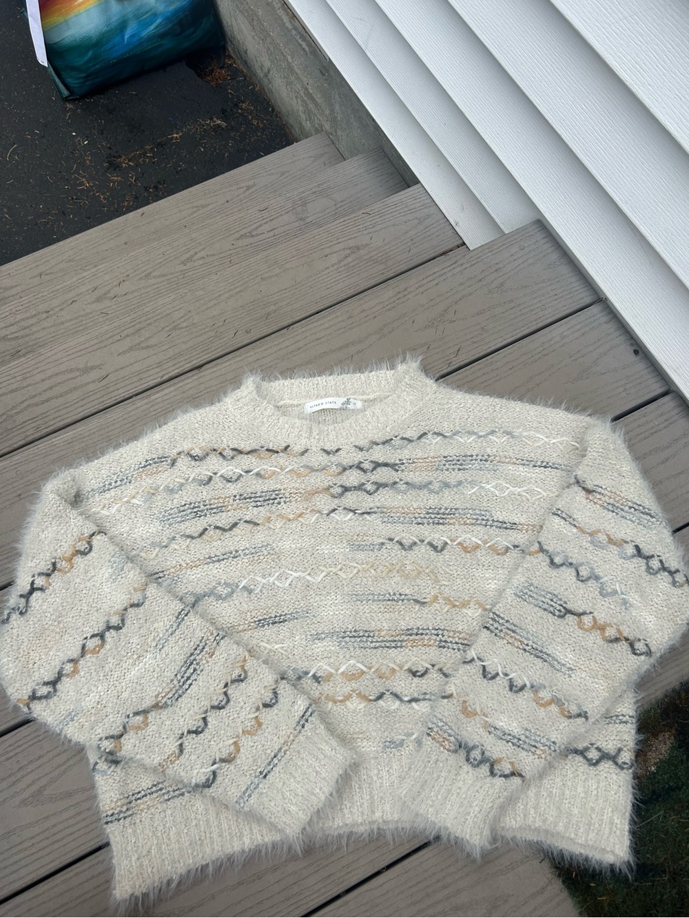 Altar'd State Fuzzy Textured Knit Sweater
